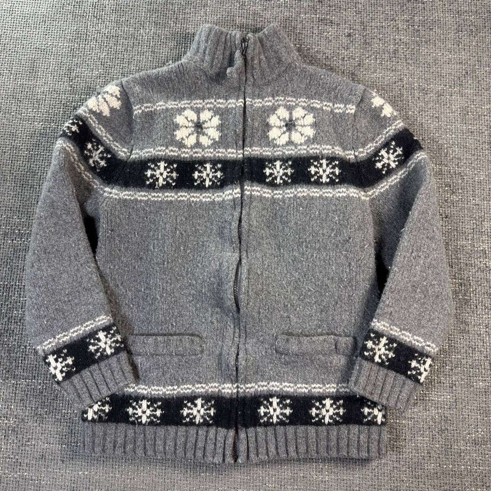 Hudson North Lambswool Nordic Snowflake Zip Sweater Mens XS Grey Limited Edition